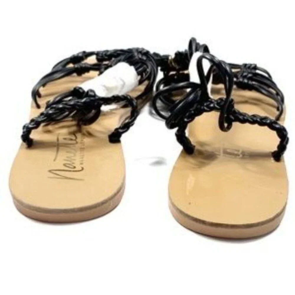 Nanette Lepore “June” Black Wrap Sandals Flats Size 7.5 Fairycore Whimsigoth